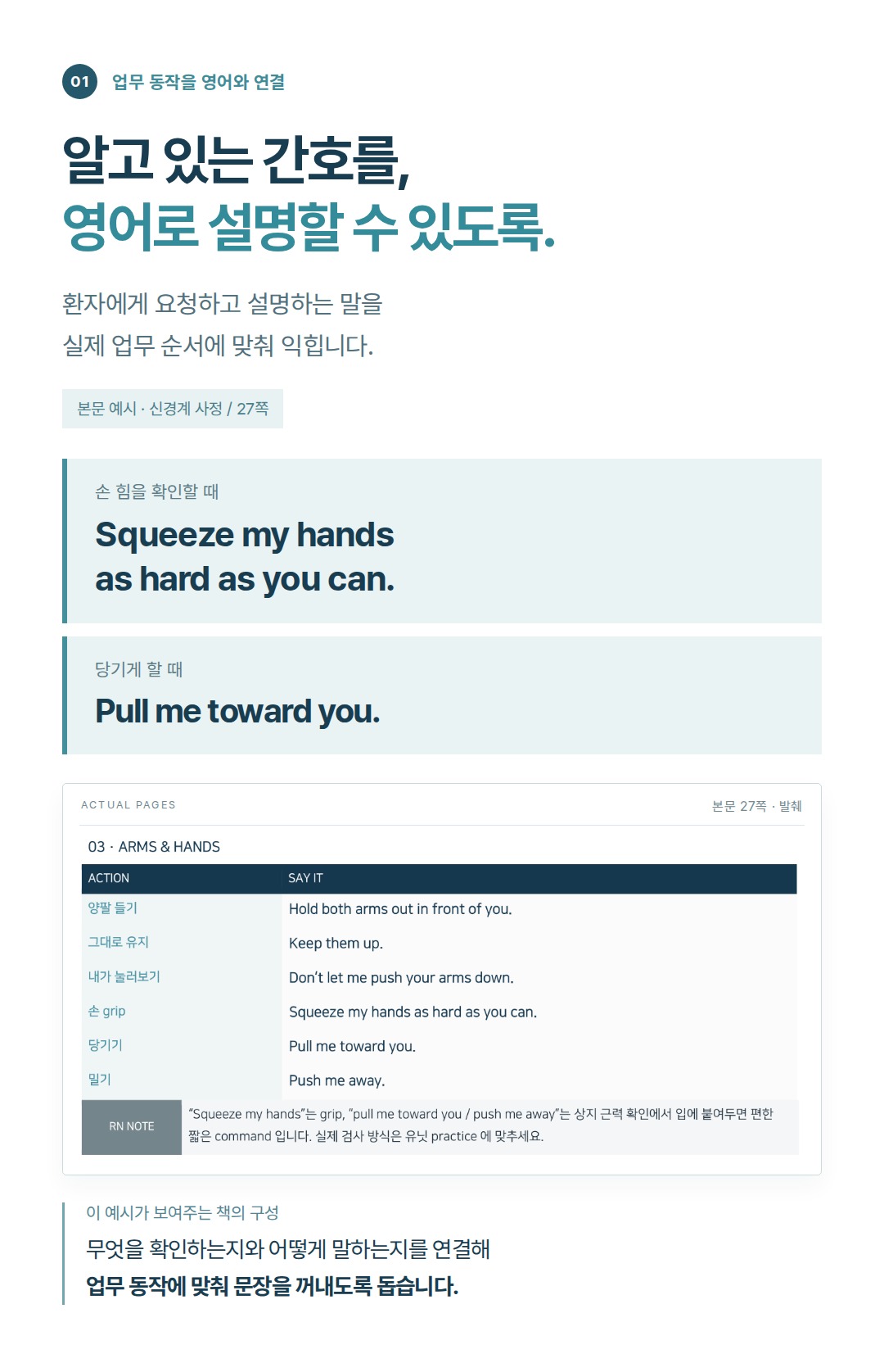 익숙한 간호 행동을 영어로 설명하는 연습. 신경계 사정은 그중 한 예입니다